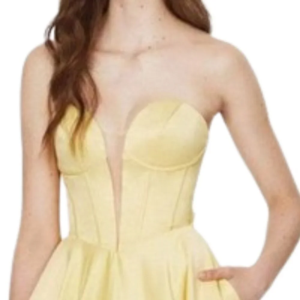 SALE NWT Angela & Alison 91071Prom Dress Yellow Size 10 - Picture 3 of 6